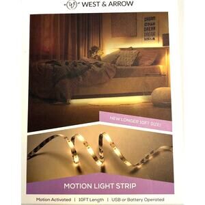 WEST & ARROW Motion Activated  LED Flexible 10' Light Strip USB or Battery | NEW